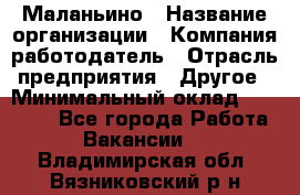 Маланьино › Название организации ­ Компания-работодатель › Отрасль предприятия ­ Другое › Минимальный оклад ­ 25 000 - Все города Работа » Вакансии   . Владимирская обл.,Вязниковский р-н